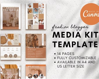 14 pages Media Kit Template | Fashion Blogger Media Kit | Canva Template | Ebook Temaplate | Neutral tones | Influencer Media Kit