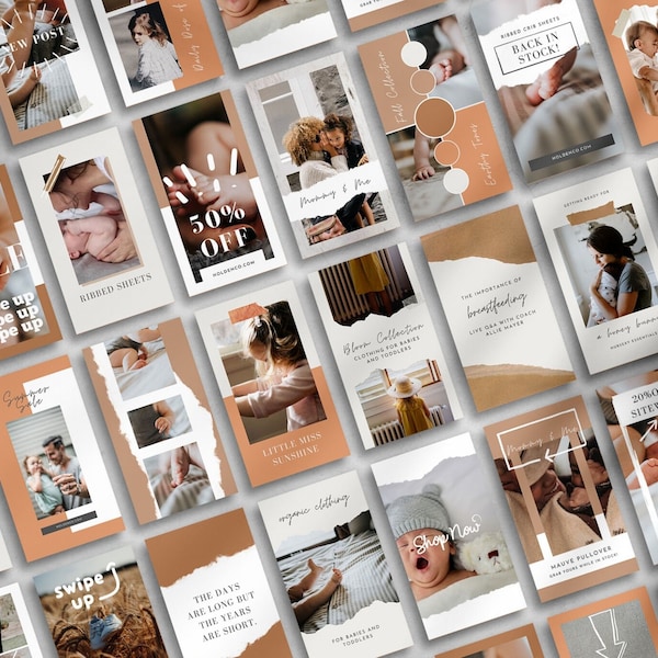30 Instagram Story Templates made in Canva + 20 FREE Story Highlight Icons | 15 regular + 15 Animated Neutral Instagram Story templates