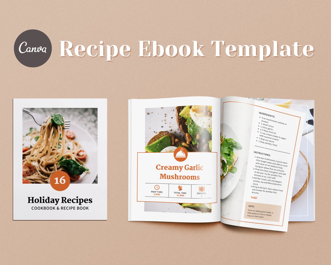 Holiday Recipe Ebook Template Made in Canva 10 Free Recipe Etsy