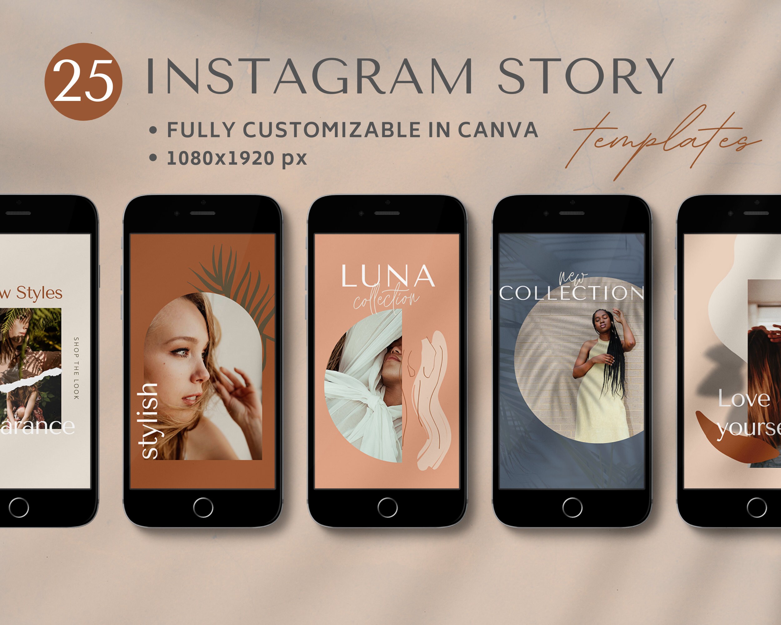 25 Instagram Story Templates Made in Canva Neutral Instagram - Etsy