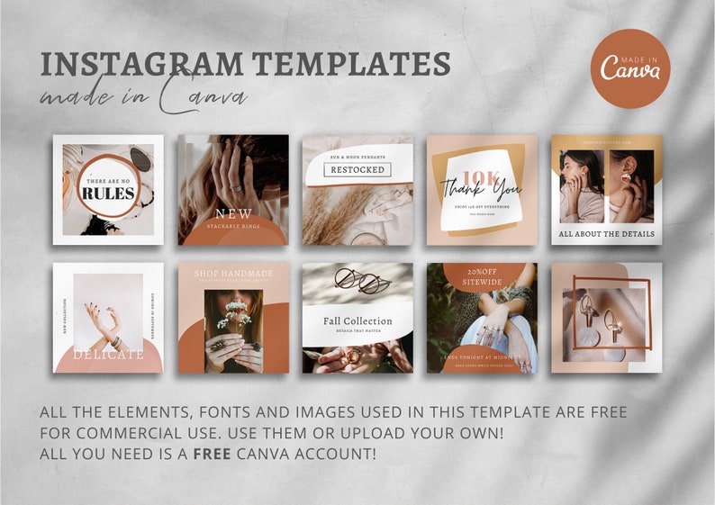 25 Instagram Templates Made in Canva Jewelry Store Instagram - Etsy
