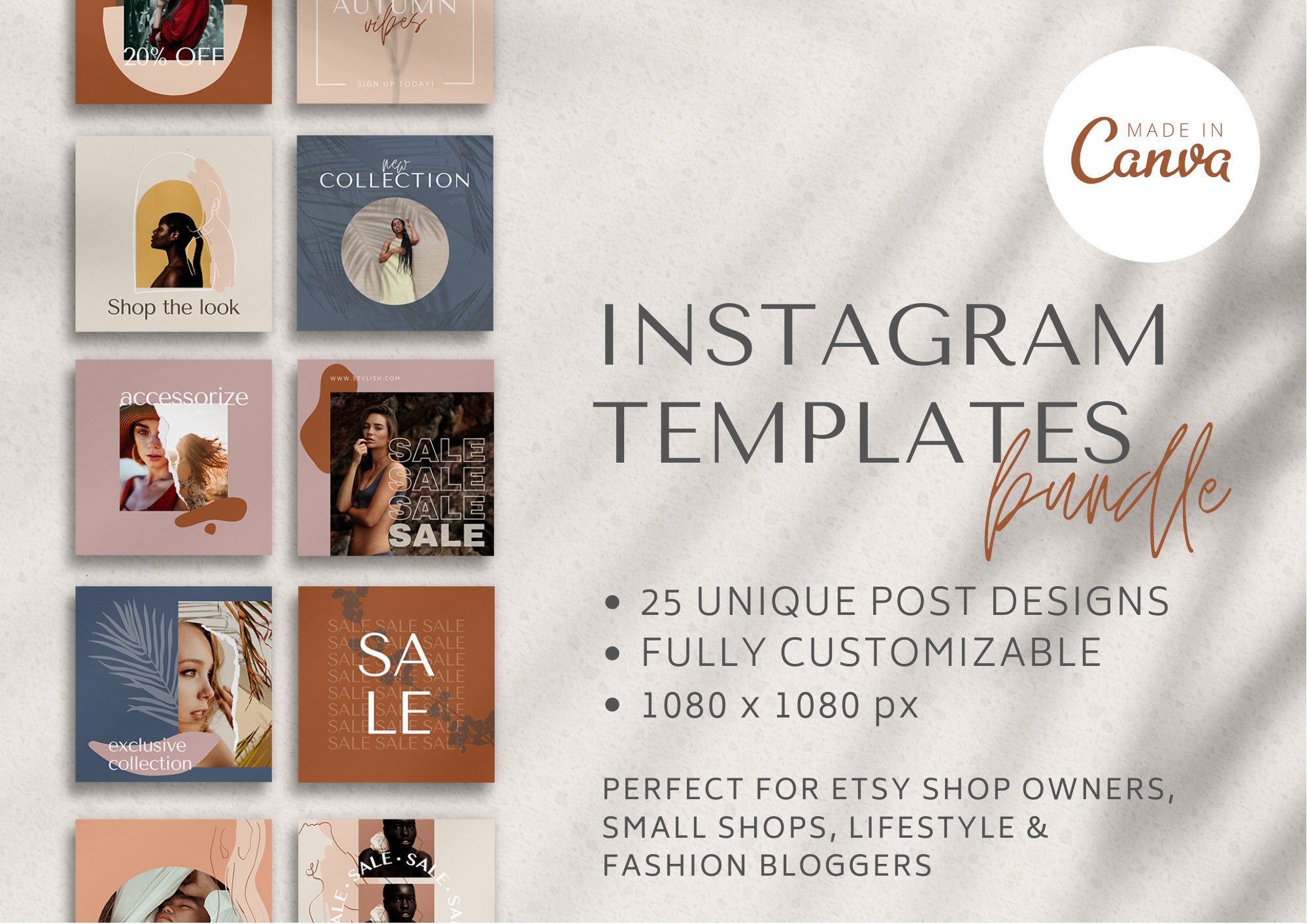 25 Instagram Templates Made in Canva Neutral Instagram Post - Etsy