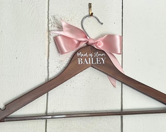 Wooden Bridal Dress Hangers, Bridesmaid, Flower Girl, Mother of the Bride, Mother of the Groom, Maid of Honor, DIY custom gift