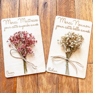 Wooden message card - Dried Flowers - personalized - Mistress Nanny Atsem Gift