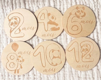 Cartes étapes pour Bébé en Bois Photo - Panda