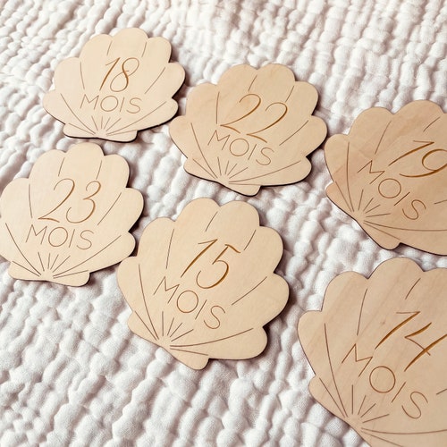 Wooden Baby Milestone Cards Photo - Seashell