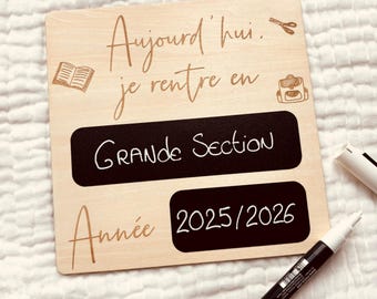 Pancarte / Panneau de Rentrée Scolaire en Bois et Ardoise - Premier jour d'école