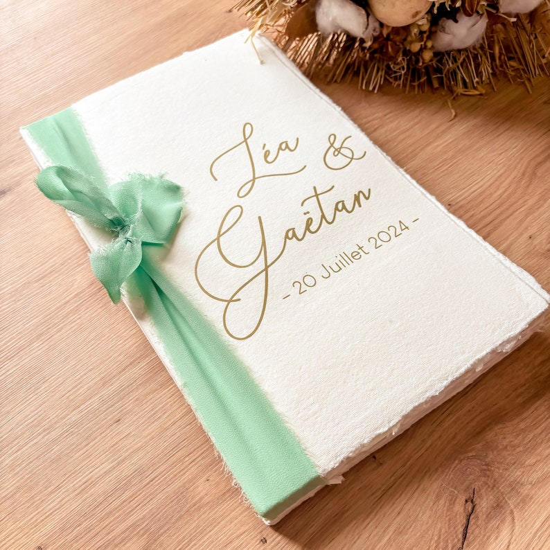 Livre d'Or personnalisé pour cérémonie de mariage Livre d'Or en papier chiffon de coton image 7