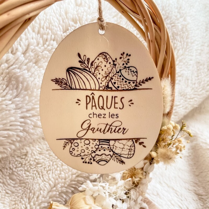 Suspension Œuf de Pâques en Bois - Personnalisée Oeuf Personnalisable Prénom