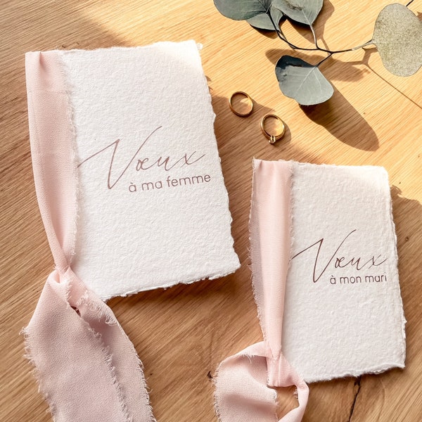 Livret de Vœux personnalisé pour cérémonie de mariage - Livret de Voeux en papier chiffon de coton