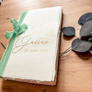 Livre d'Or personnalisé pour cérémonie de mariage Livre d'Or en papier chiffon de coton image 8