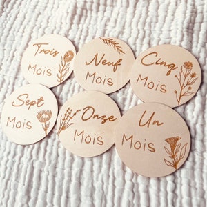 Cartes étapes pour Bébé en Bois Photo - Florale