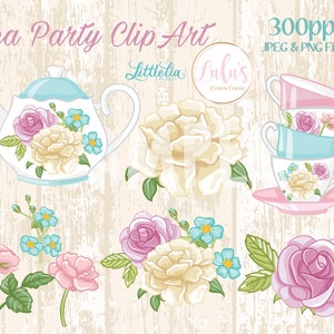 Tea Party Clipart - Girls Tea Party Birthday Clip Art - Tea Pot and Cups Clip Art - Tea Party Birthday Clip Art - DIGITAL FILE