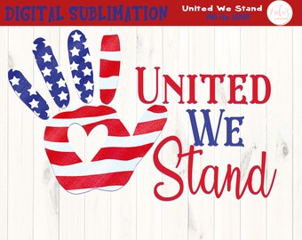 United We Stand Tshirt Sublimation - American Hand Clipart - United We Stand Tshirt Transfer - Clipart Disegnato a Mano - DIGITAL FILE