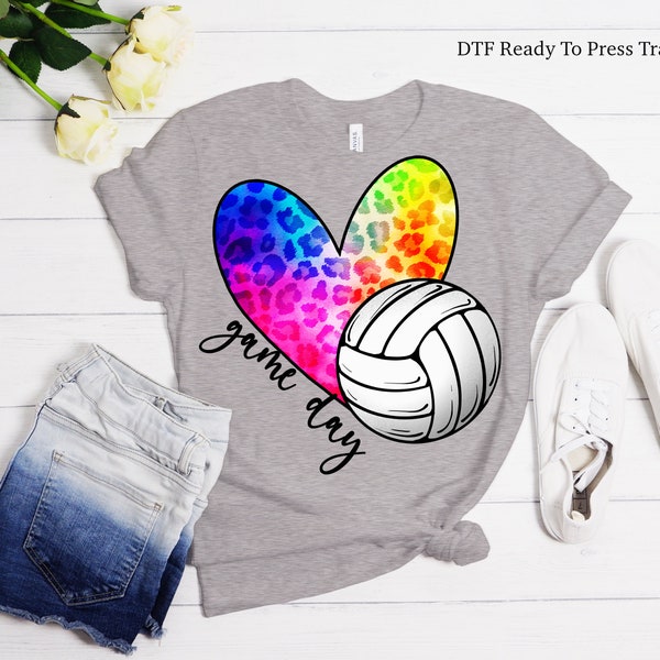 Tie Dye Heart Volleyball Shirt Transfer -Volleyball DTF Tshirt Heat Transfer - DTF Print, Full Color DTF T-Shirt Heat Transfer, Press Ready