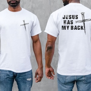 Jesus Has My Back Tshirt Transfer - Cross DTF Tshirt Heat Transfer - Christian DTF Print, Full Color DTF T-Shirt Heat Transfer, Press Ready