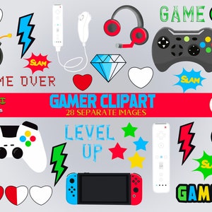 Clipart di gioco - Clipart del giocatore - Clipart del gioco su Clipart - Clipart remota di gioco - Cuffie da gioco Clipart-File digitale