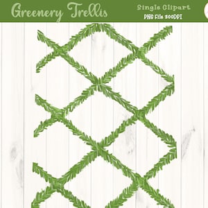 Greenery Trellis - Greenery Trellis Clipart- Water Color - Hand Drawn - Digital File