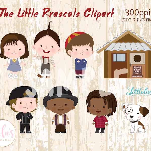 The Little Rascals Digital Clipart - Alfalfa en Darla Clipart - Digitale Download