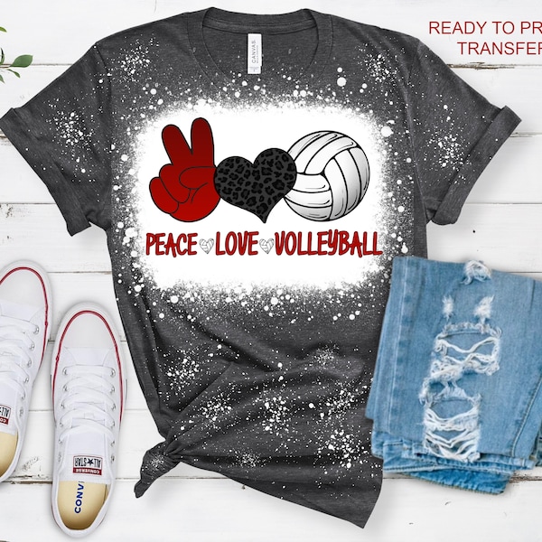 Peace Love Volleyball T Shirt Transfer -Volleyball DTF Tshirt Heat Transfer - DTF Print, Full Color DTF T-Shirt Heat Transfer, Press Ready