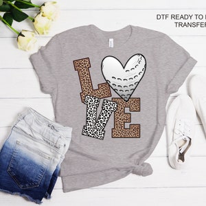 Leopard Golf LOVE DTF Tshirt Transfer - Golf Tshirt Transfer - GolfClipart - Sports Tshirt Sublimation - Hand Drawn