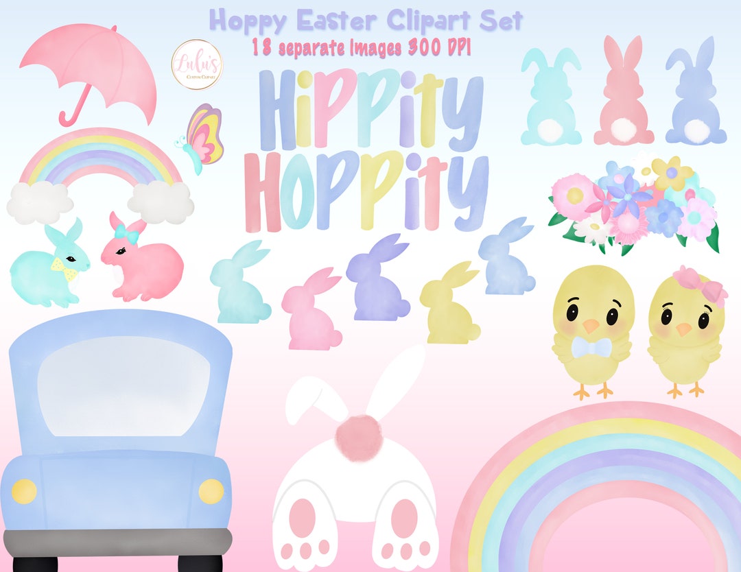 Hoppy Easter Clipart Easter Clipart Bunny Clipart Chick Clipart water