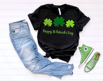 Happy St. Patricks Day Clover Tshirt Transfer - St. Patricks Day DTF Transfer - DTF Print, Full Color DTF T-Shirt Heat Transfer, Press Ready