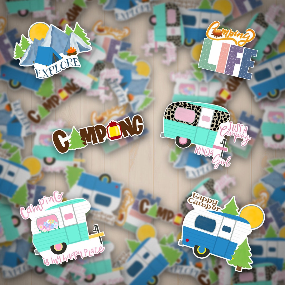 Happy Camper Vinyl Sticker - Camping Vinyl Stickers - Vinyl Sticker ...