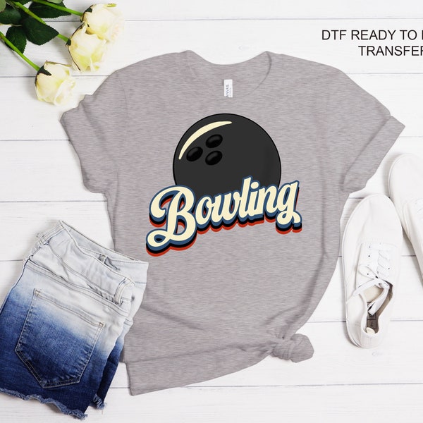 Retro Bowling TShirt Transfer -Bowling DTF Tshirt Heat Transfer - DTF Print, Full Color DTF T-Shirt Heat Transfer, Press Ready