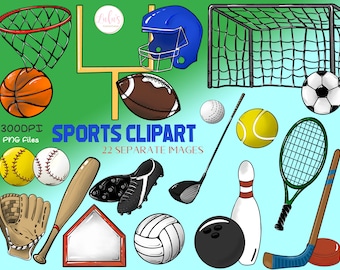 Clipart Sport - Clipart Basket - Baseball Clipart - Softball Clipart - Football Clipart - Golf Clipart - Soccer Clipart - -Digital File