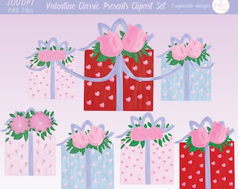 Valentine Classic Geschenke Clipart - Vintage Geschenk Clipart - Geschenke Clipart - Klassische Geschenk Clipart - Hand gezeichnete Clipart - Digitale Datei