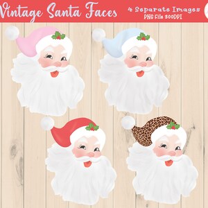 Vintage Santa Faces Clipart - Christmas Clipart - Santa Clipart - Santa Claus Clipart - Hand Drawn Clipart - Digital File