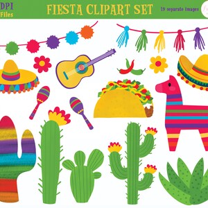 Fiesta Clipart Set - Cinco De Mayo Clipart - Taco Clipart - Fiesta Anniversaire - Taco Tuesday Birthday Clipart - Taco Bout Two - FICHIER NUMÉRIQUE