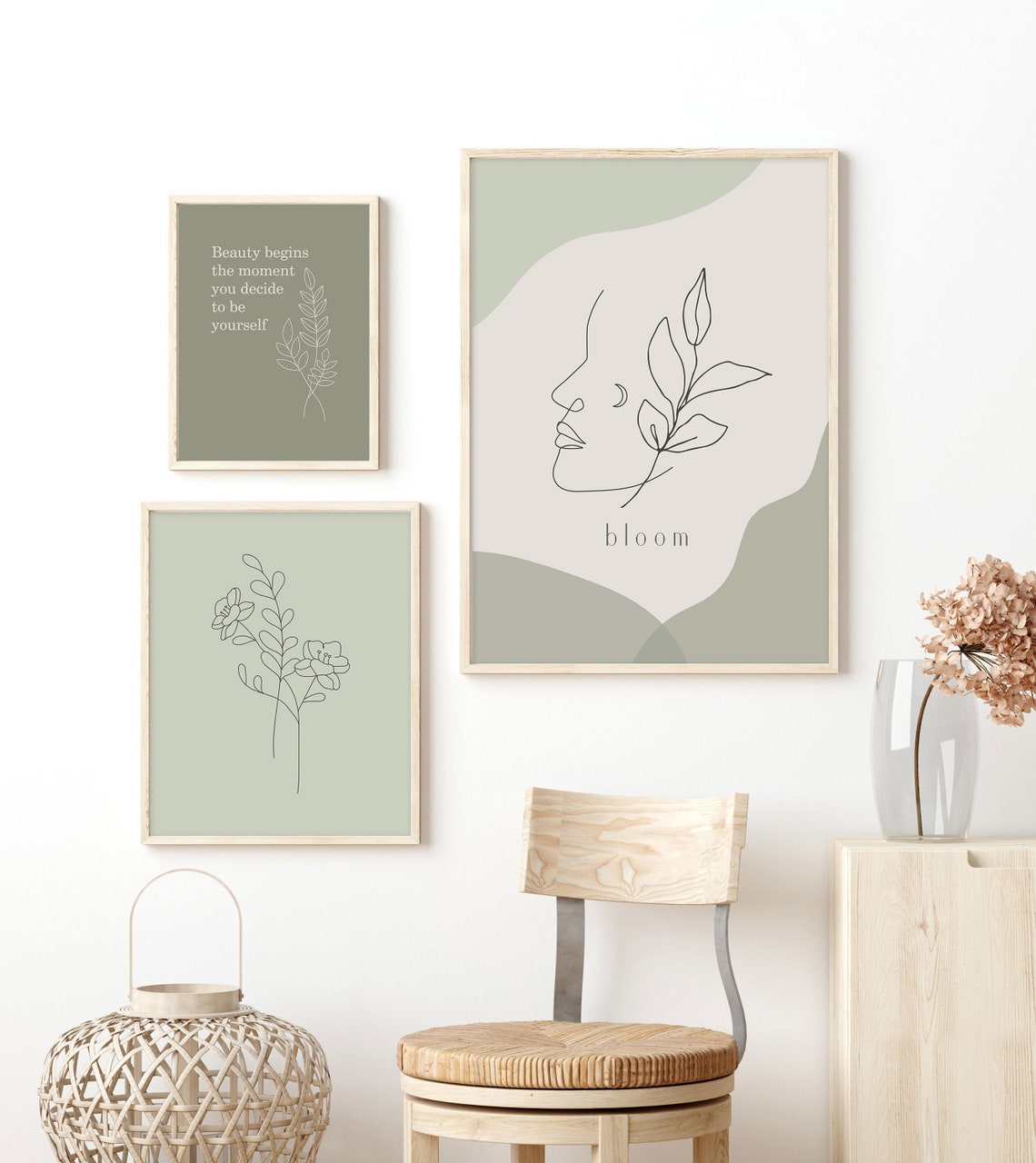 Sage Green Print Set Abstract Sage Green Prints Sage Green | Etsy