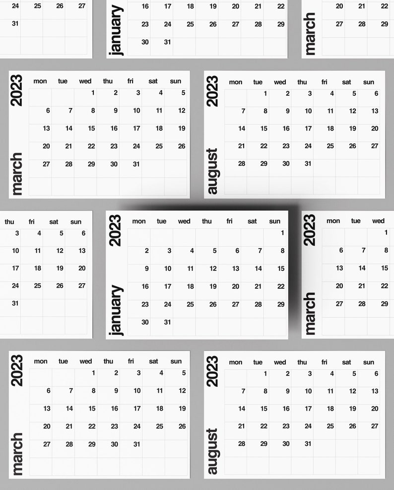 Printable 2023 Calendar A4 And Letter Size Instant Etsy