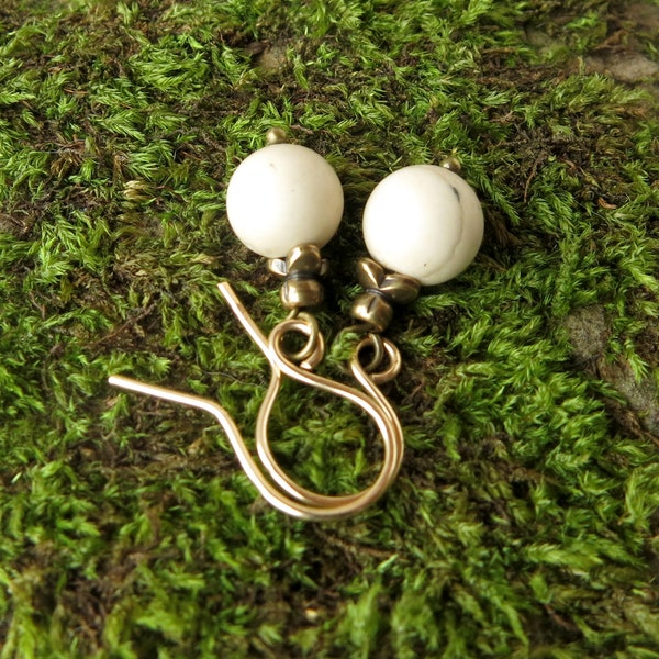 White Irish stone earrings - authentic Ulster white marble stone beads