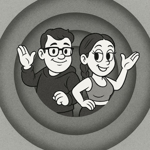 Niestandardowy retro komiksowy portret rodzinny – czarno-biała ilustracja, sztuka rodzinna z kreskówek z lat 30. XX wieku