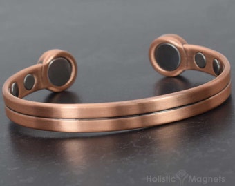 Solid Copper Bracelet Man Gift for Him Copper Magnetic Bangle Adjustable (M-XL) - HPG