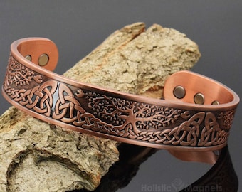 Irish Tree of Life  Pure Copper Bracelet, Magnetic, Adjustable, Unisex, Beautiful Gift for Men & Women-TRL