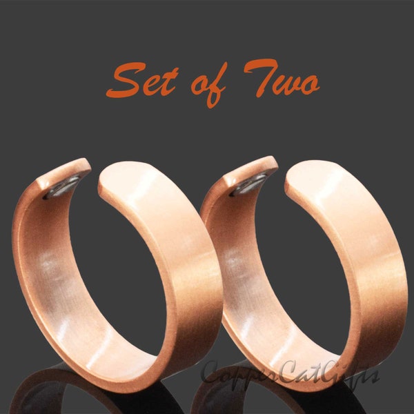 Pure Copper Magnetic Rings SET of 2 Solid Copper Rings Classic Design Adjustable Mens Womens - RC