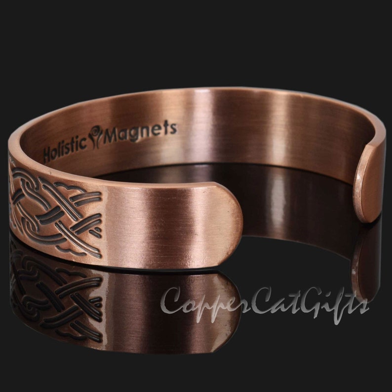 Celtic Irish Mens Chunky Pure Copper Magnetic Bracelet Bangle Solid Copper Bangle, Unisex, Adjustable, Beautiful Gift for Men or Women CP image 3