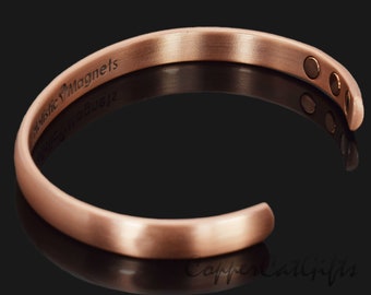 Pure Copper Magnetic Bracelet Men Women M-XL Solid Copper Bangle, Adjustable, Unisex, Beautiful Gift for Men or Women (CR)