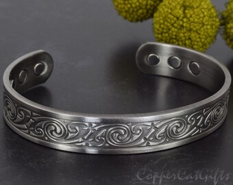 Bracelet magnétique celtique en cuivre avec 6 aimants, ajustable