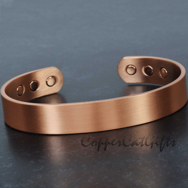 Wide, Chunky, Pure Copper Bracelet, Magnetic Bracelet Solid Copper Bangle, Adjustable, Unisex, Beautiful Gift for Men or Women - CB
