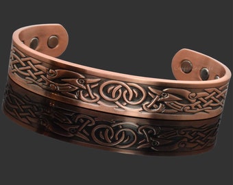 Mens Viking koperen magnetische armband (M-XL) massief koperen armband, verstelbaar, mooi cadeau voor mannen, Vaderdagcadeau - Vikinggoden - VG
