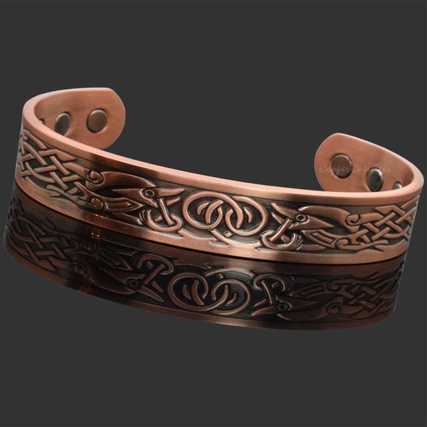 Bracelet en cuivre Viking pour homme bracelet magnétique avec 6 aimants, réglable