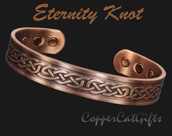 Keltische eeuwigheid knoop koperen armband magnetische massief koperen armband, verstelbaar, unisex, mooi cadeau voor mannen of vrouwen (CEK)
