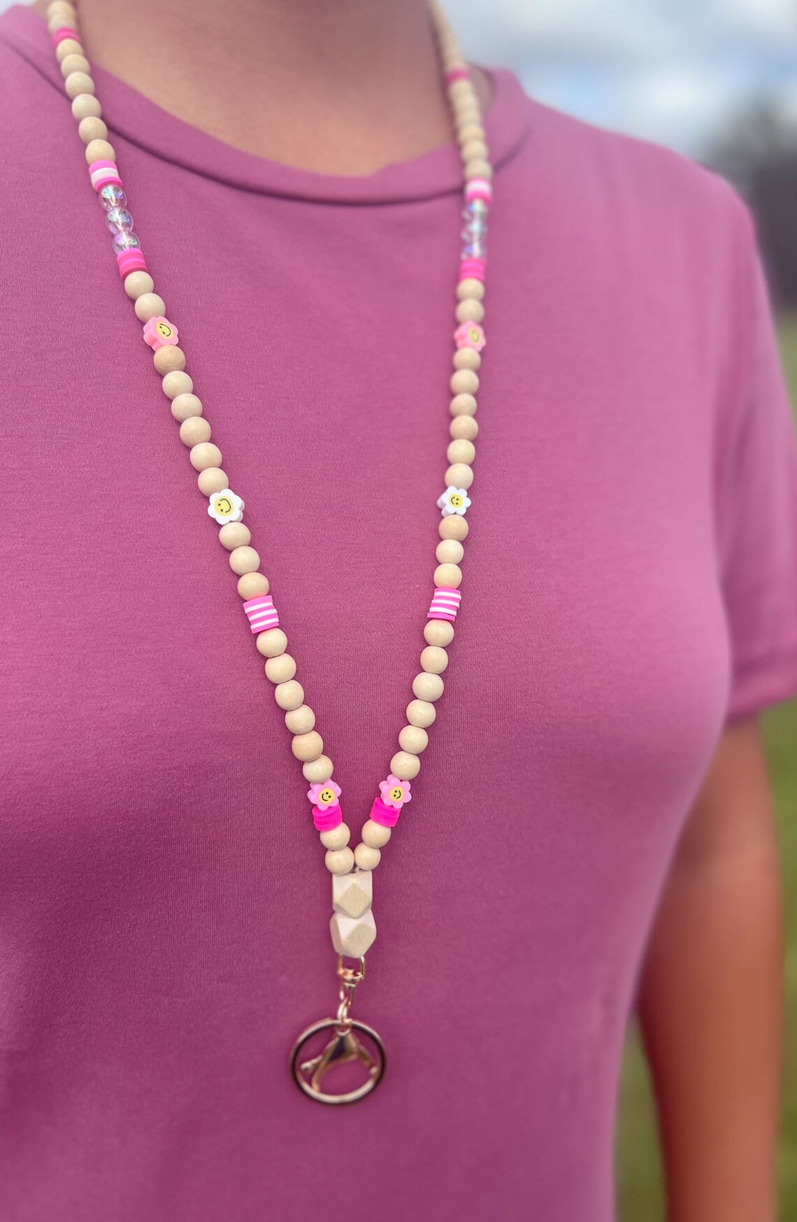 Beaded Lanyard for Keys Trendy Teacher Lanyard Badge Etsy