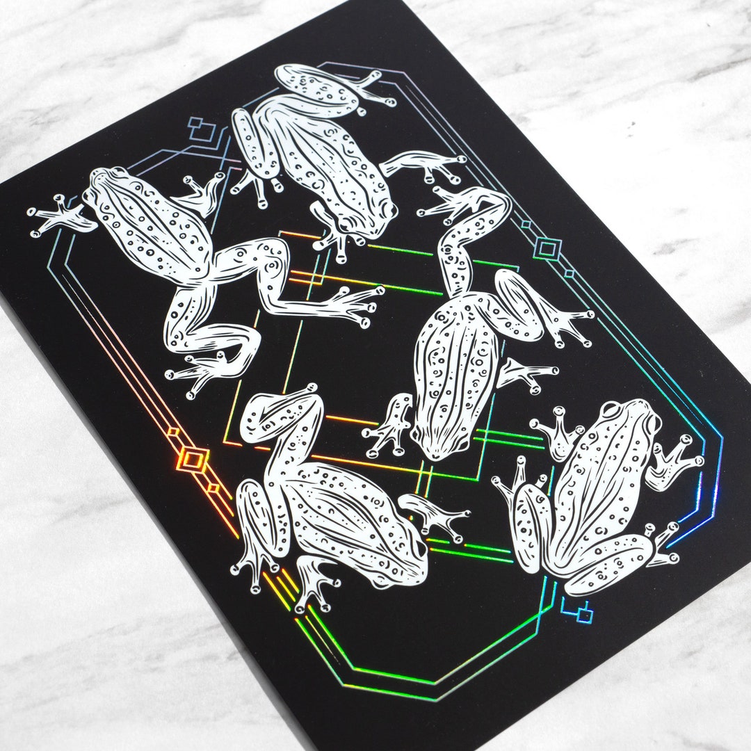 Frogs Holographic / Black / White Card - Etsy
