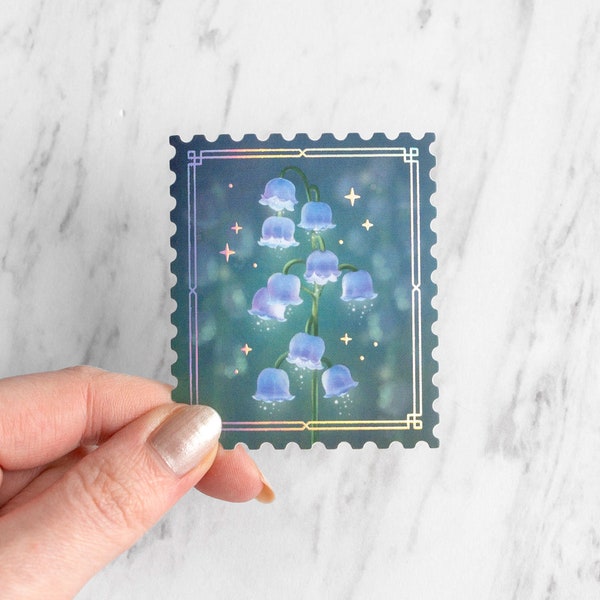 Lily of the Valley Stamp Sticker with Holographic Foil Detail